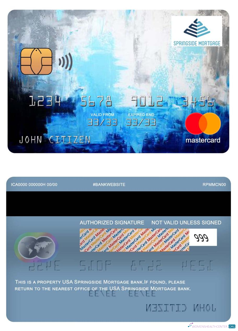 Download USA Springside Mortgage bank mastercard Photoshop template